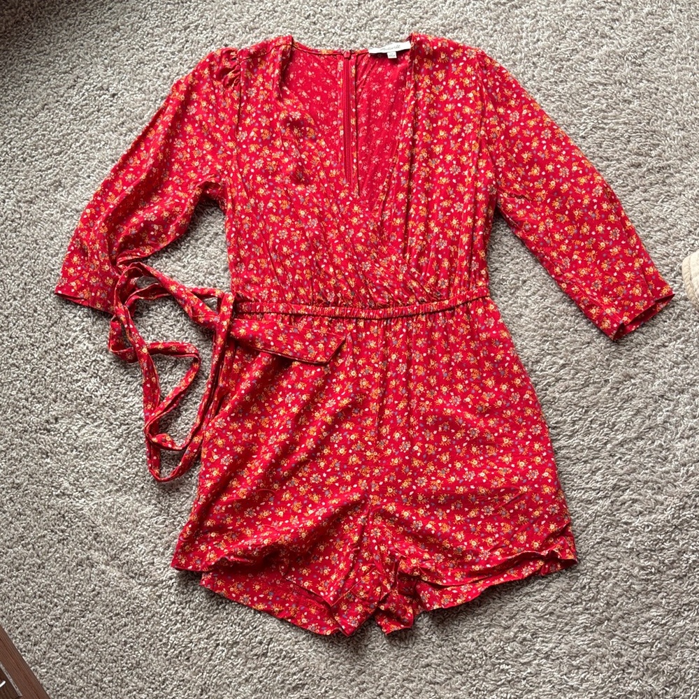 Madewell Red Floral Jumpsuit